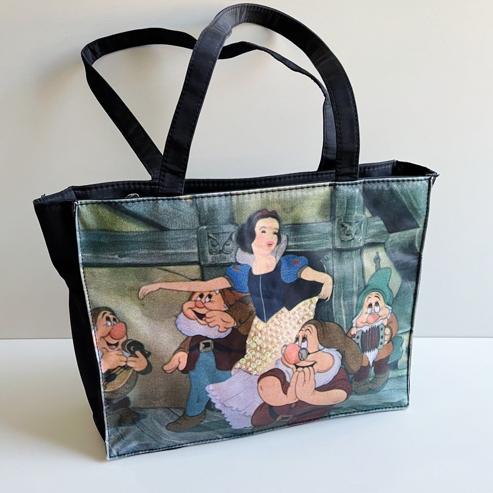 Snow White and the Seven Dwarfs Disney Store Black Embellished Purse Tote Bag